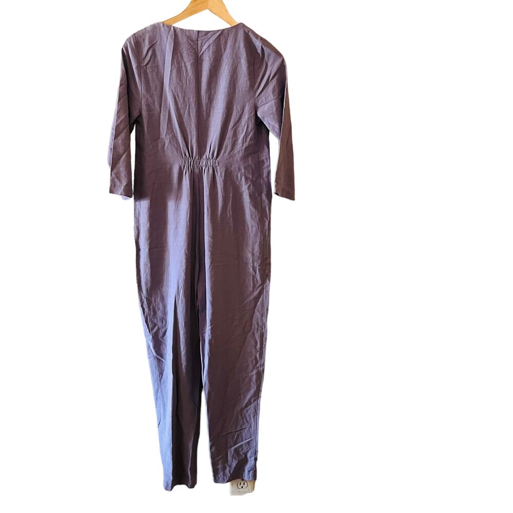 The Nines By Hatch Half Button Up Jumpsuit Size XS NWT Purple - Picture 3 of 9